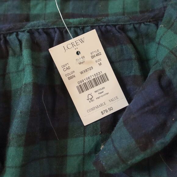 NEW J Crew Plaid Ruffle Shoulder Long Sleeve Peasant Blouse Size Medium - Picture 4 of 9